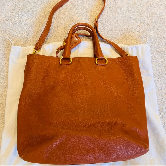 Prada Vitello Daino Tote Bag (Papaya Large) - Picture 3 of 8